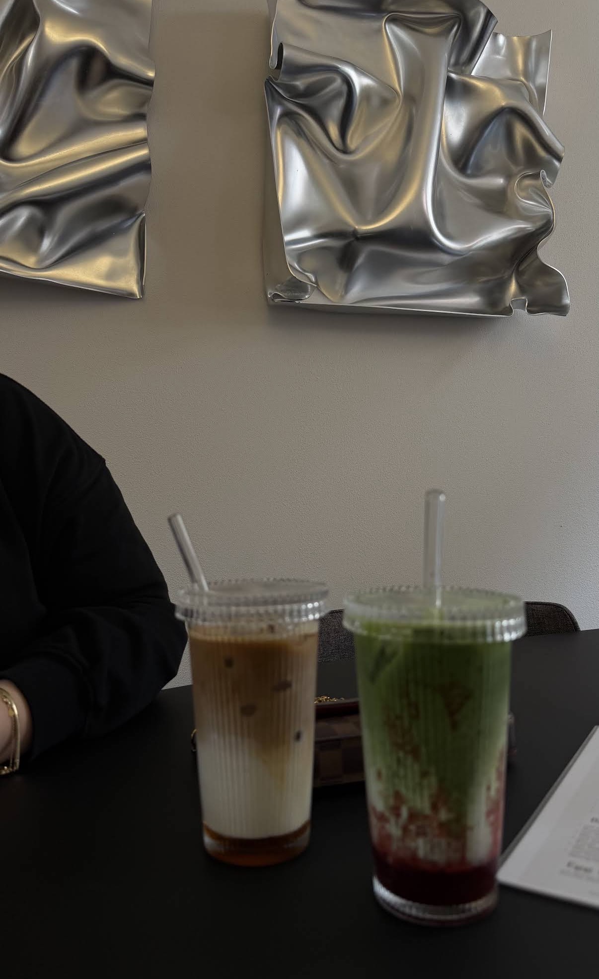 Iced latte and iced strawberry matcha